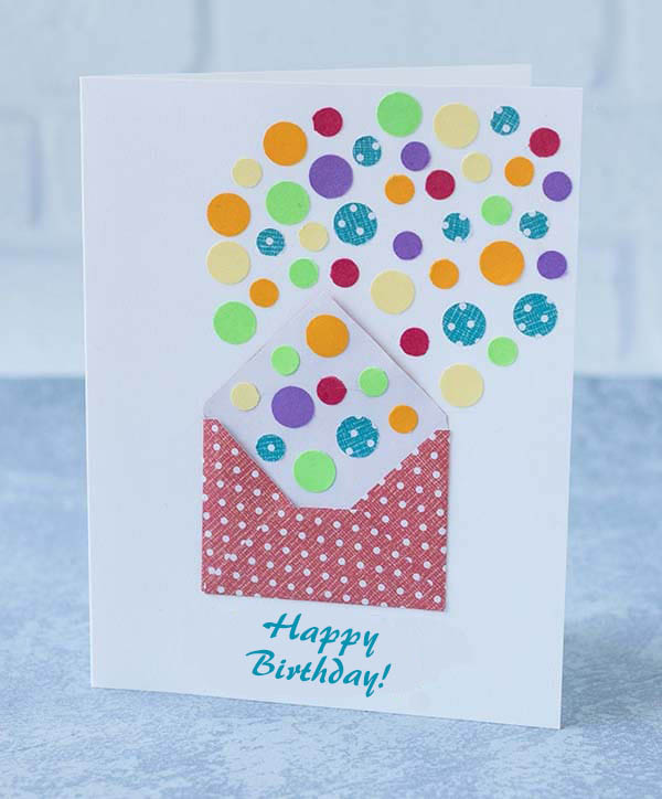 Handmade Card with Open Envelope and Multicolored Confetti Handmade Card with Open Envelope and Multicolored Confetti