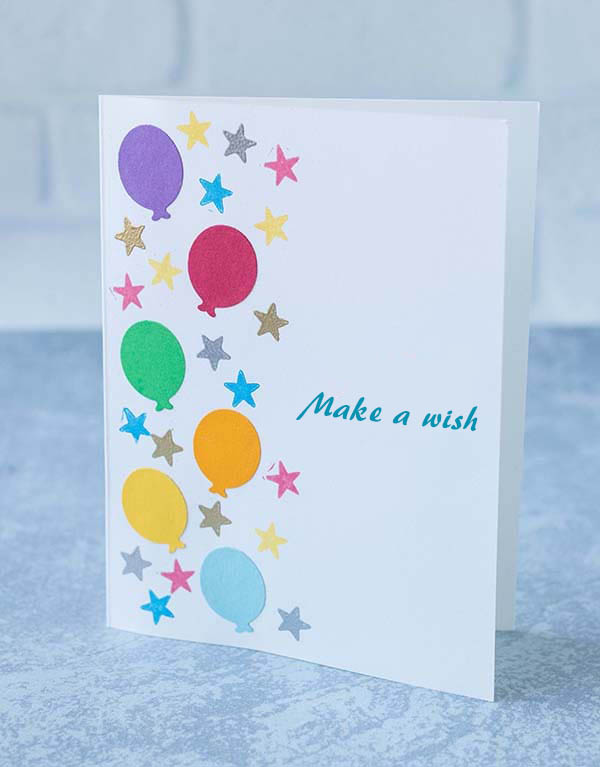 Handmade Card with Balloons and Stars Handmade Card with Balloons and Stars