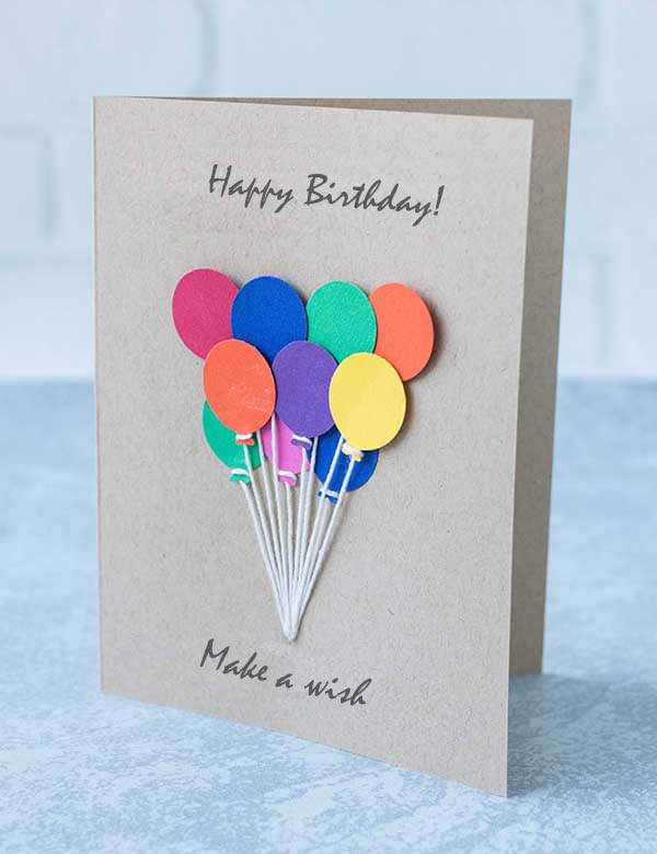 Handcrafted Greeting Card with a Balloon Bouquet Handcrafted Greeting Card with a Balloon Bouquet
