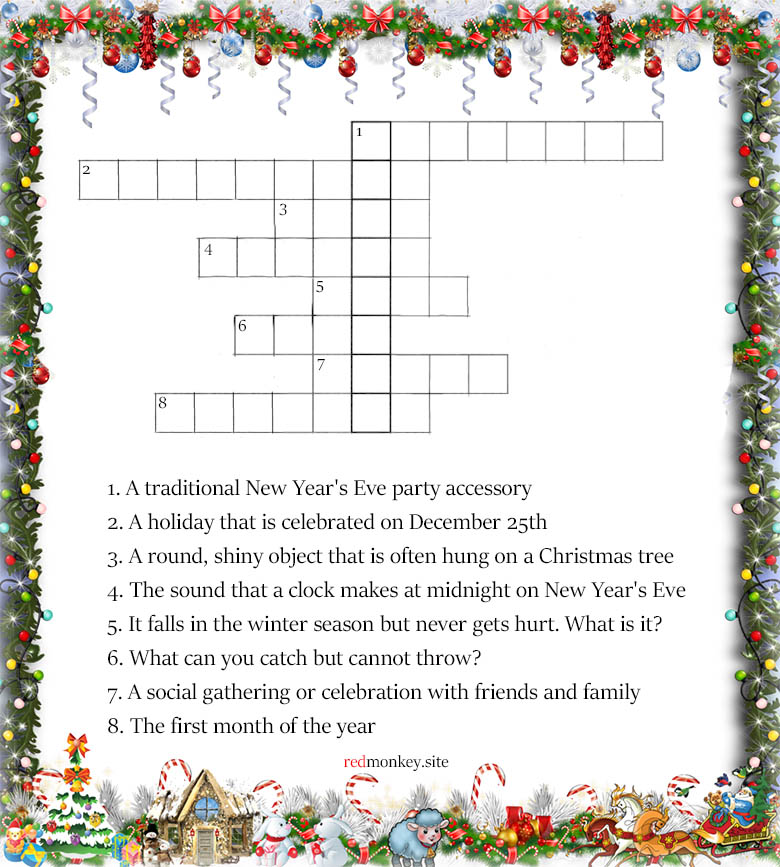New Year's Crossword for Children New Year's Crossword for Children