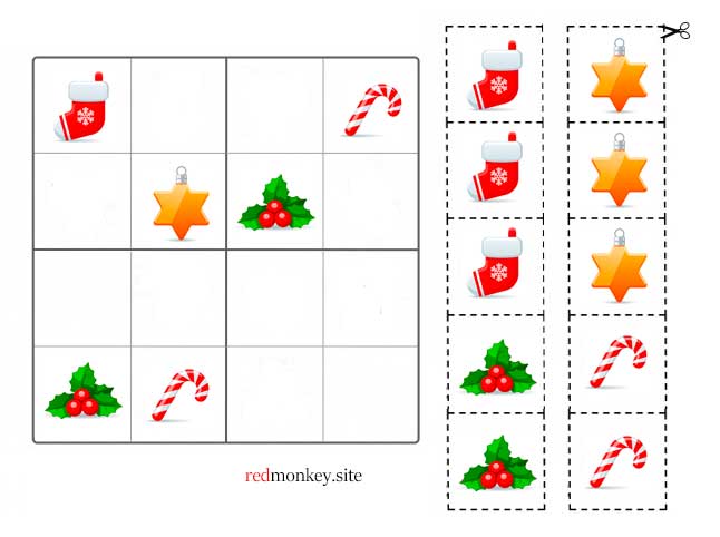 New Year's Sudoku for Children - Medium Level New Year's Sudoku for Children - Medium Level